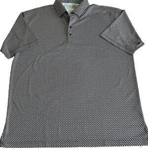 HL Sport Men's XL Performance Luxury Blue Short Sleeve Geometric Pattern Polo